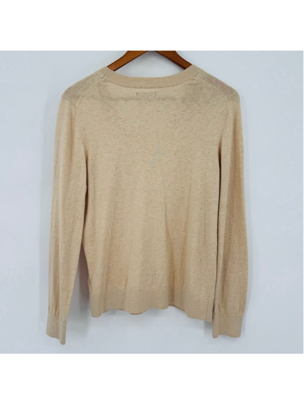 Quince Lightweight Cotton Cashmere V-Neck Sweater L Heather Oatmeal - Picture 3 of 8